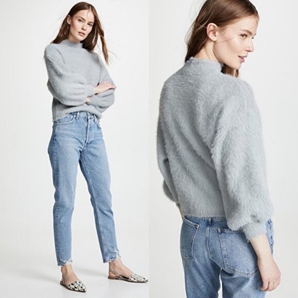 NWT Line and Dot Fuzzy Adler Sweater Grey Heather Grey Size Large New With Tags - Picture 2 of 15